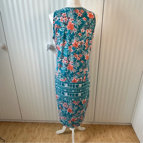NWT Rue21 teal with orange hibiscus soft stretch summer dress Size XL - Picture 8 of 8